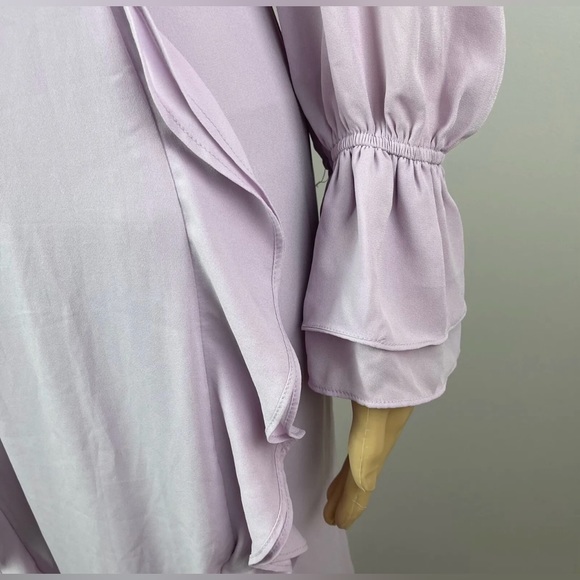 Long Sleeve Ruffle Cold Shoulder Lavender Maxi Dress - Picture 8 of 13